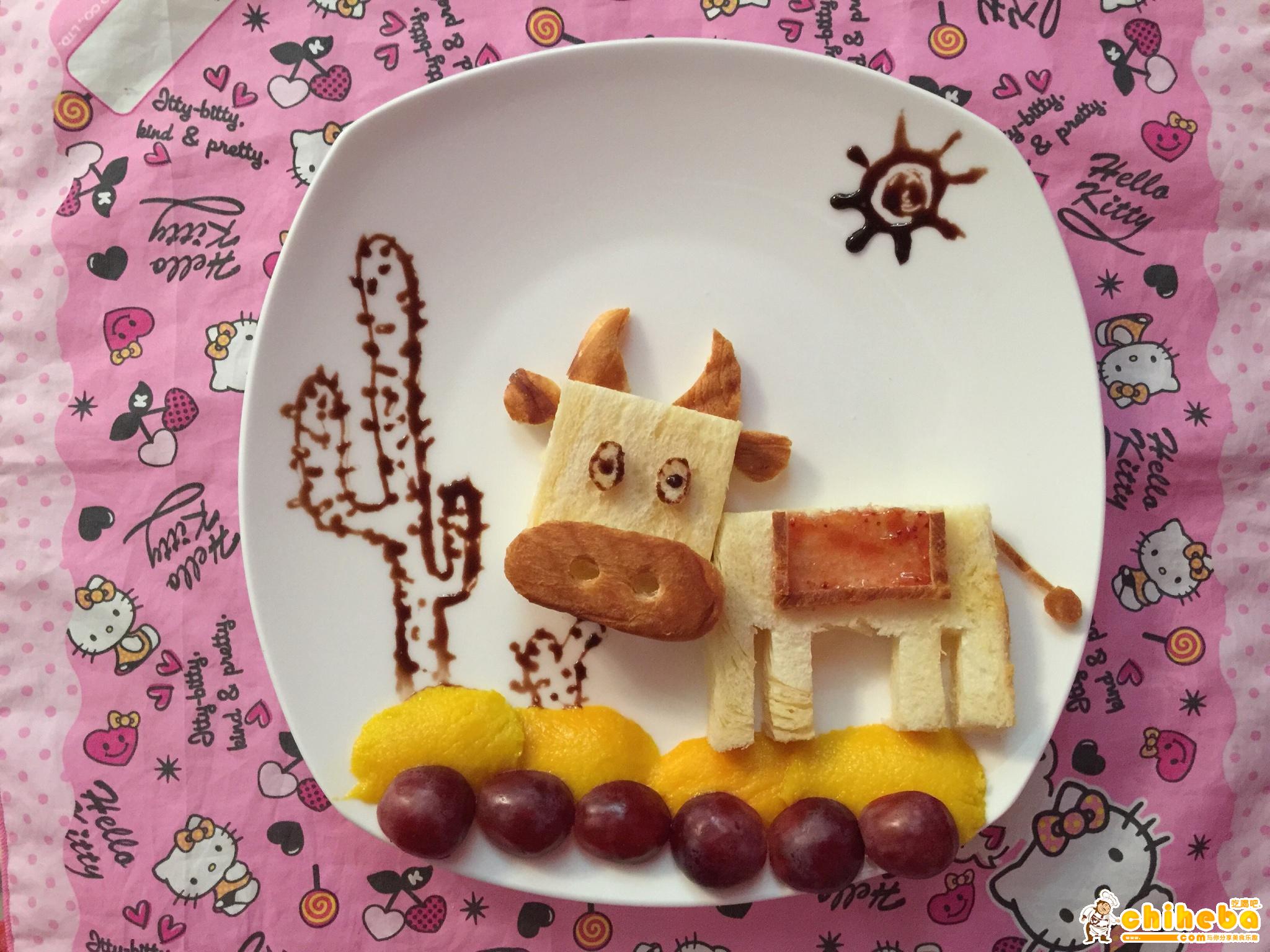儿童创意早餐—憨厚的方块脸牛牛（北海道吐司版）